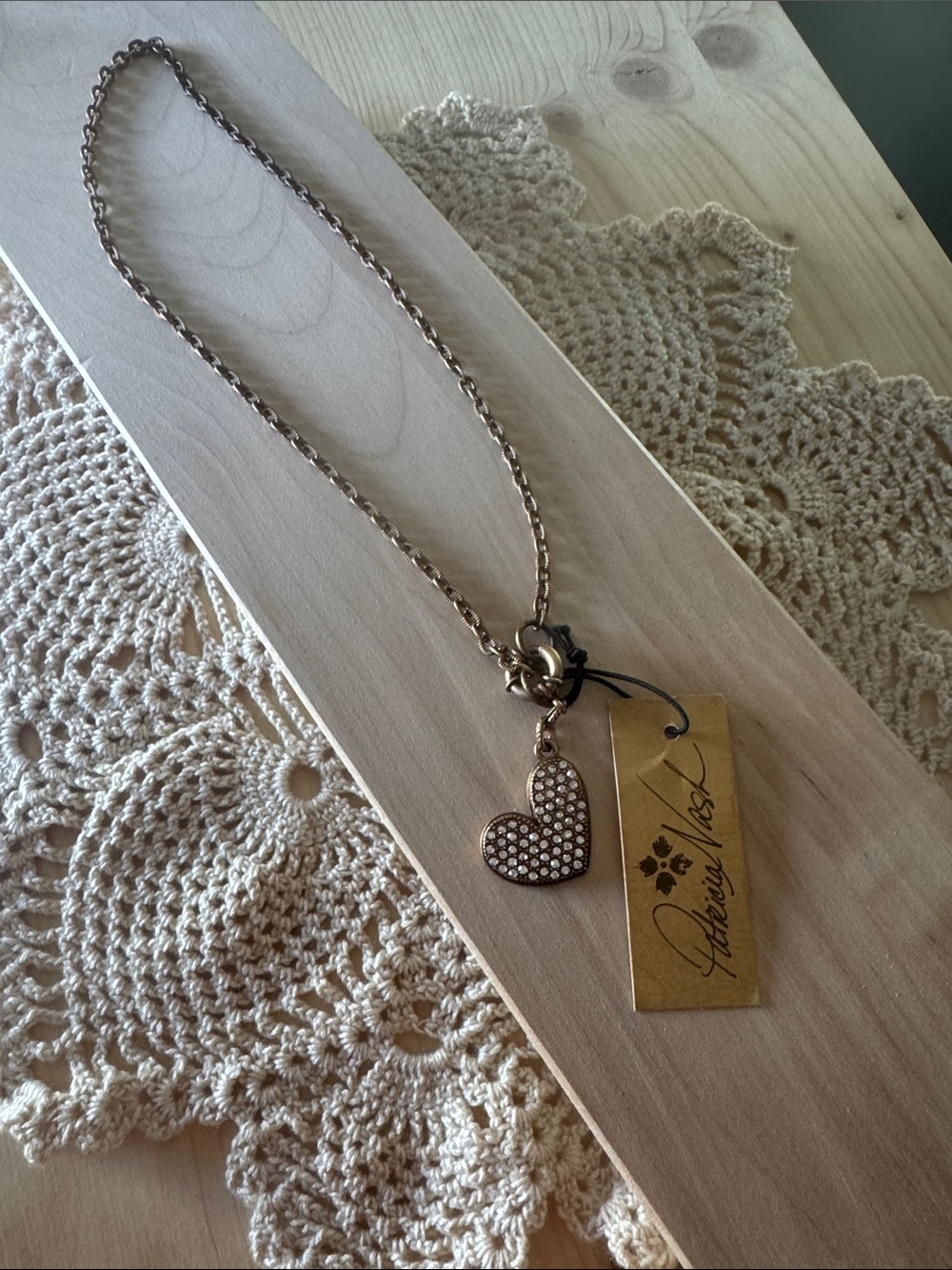 Patricia Nash Rose Gold Crystal Heart Pendant Necklace